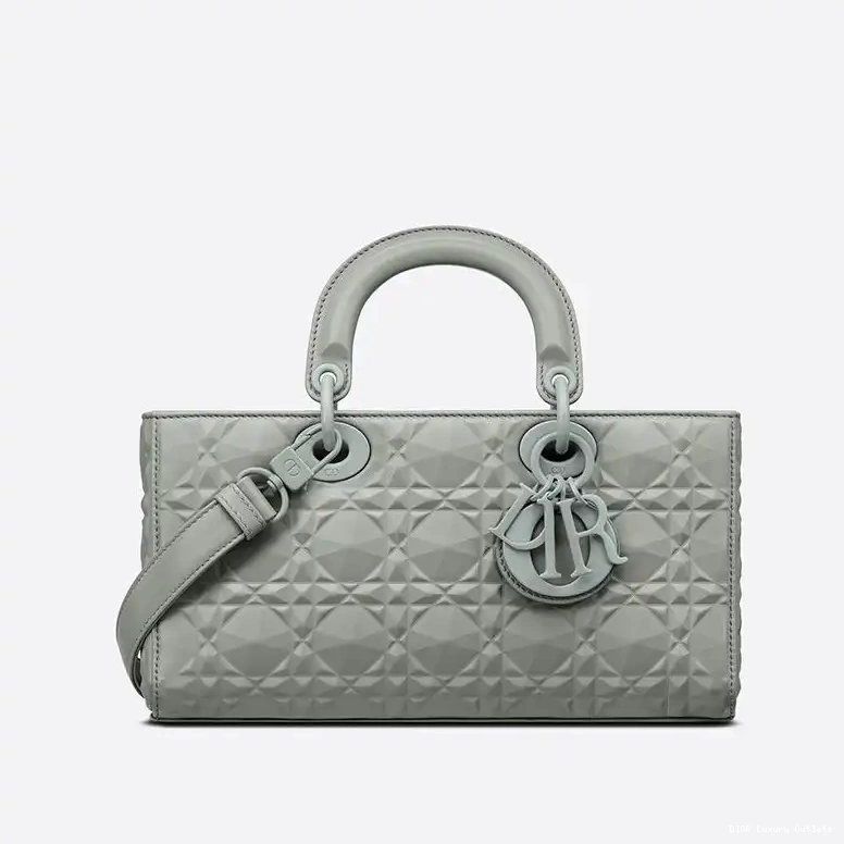 with Motif Calfskin Bag Cannage Lady Ultramatte Medium Grey D-Joy Diamond 0608 Luxury